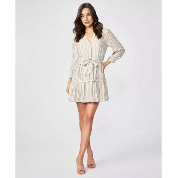 Paige Kylenn Stripe 3/4 Sleeve Dress in Blue Grey Multi Size X-Large - Picture 1 of 10